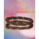 Håndbroderet Nepal Armbånd med glasperler i smuk mat army grøn fra LE MOSCH