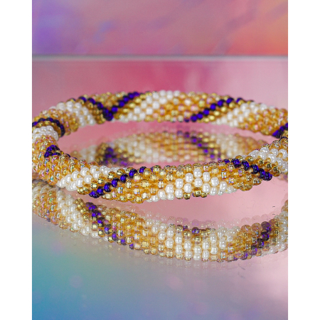 Håndbroderet Nepal Armbånd med glasperler i smukke nuancer fra LE MOSCH