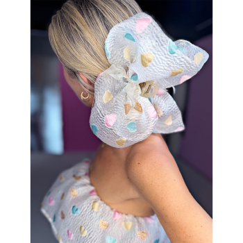 Tola hårklemme i off white med pastel hjerter fra le mosch