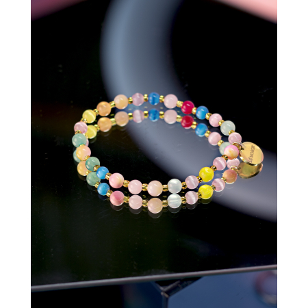 Uriel armbånd i Pastel Mix fra LÉ MOSCH, stenarmbånd i pastelfarver, smukke stenarmbånd,
