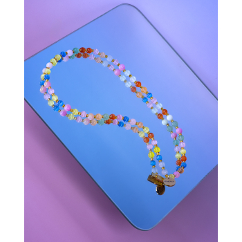 Indie halskæde i Pastel Mix fra LÉ MOSCH, halskæde med natursten og glasperler, halskæde på elastik, Indie halskæde i Pastel Mix fra LÉ MOSCH, halskæde med natursten og glasperler, halskæde på elastik,