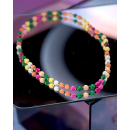 Indie halskæde i Mix Pink Grøn Orange fra LÉ MOSCH, unik halskæde med natursten, smuk halskæde på elastik, 