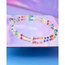 Lago halskæde fra LÉ MOSCH, halskæde med natursten og glasperler, halskæde på elastik, halskæde med en lille fisk, 