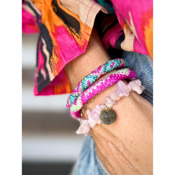 Nepal perlearmbåndssæt i pink og turkis nuancer fra le mosch