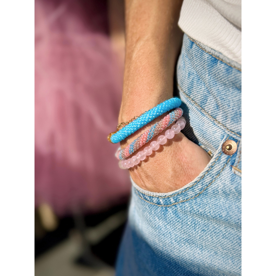 Nepal perle armbåndspakke i Rosa Fra le mosch