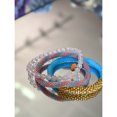 Nepal perle armbåndspakke i Rosa Fra le mosch
