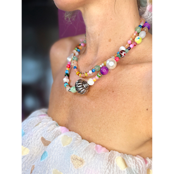 Como Multi halskæde med glasperler og natursten fra LÉ MOSCH, 