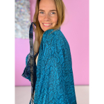 Monya Silkemix kimono no 1711 i Turkis. Håndlavet silkemix kimono i vintage sarier - kun 1 stk. af hver! Hurtig levering