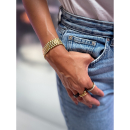 Forgyldt Tikva armbånd stylet med denim fra le mosch – herre inspireret smykke med vintage udtryk Forgyldt Tikva armbånd stylet med denim fra le mosch – herre inspireret smykke med vintage udtryk