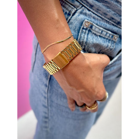 Forgyldt Tikva armbånd stylet med denim fra le mosch – herre inspireret smykke med vintage udtryk