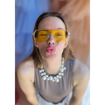 Poppy solbriller i sølv med gule glas – retro solbriller fra LÉ MOSCH Poppy solbriller i sølv med gule glas – retro solbriller fra LÉ MOSCH