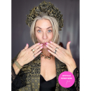 Håndlavet Maria Blomsterkrone hårbøjle no 2 i Sort og Army mønsterstof fra upcyclede kimonoer.