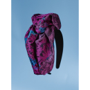 Stor asymmetrisk Midsommer hårbøjle i Violet fra LÉ MOSCH, fyldig hårbøjle med brokade-look, festlig og fyldig hårbøjle,