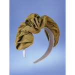 Stor asymmetrisk Midsommer hårbøjle i Karry fra LÉ MOSCH, fyldig hårbøjle med ruskindslook, festlig og fyldig hårbøjle,