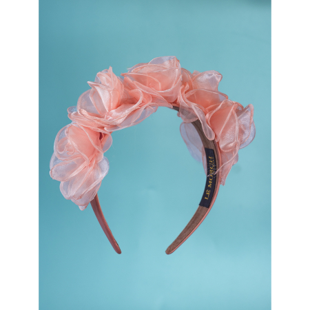 Midsommer blomster hårbøjle i Peach fra LÉ MOSCH, hårbøjle med organza blomster,