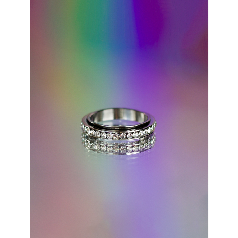 Tilo anti stress ring i forsølvet 2.0 fra LÉ MOSCH, bevægelig ring, beroligende ring, adhd ring,