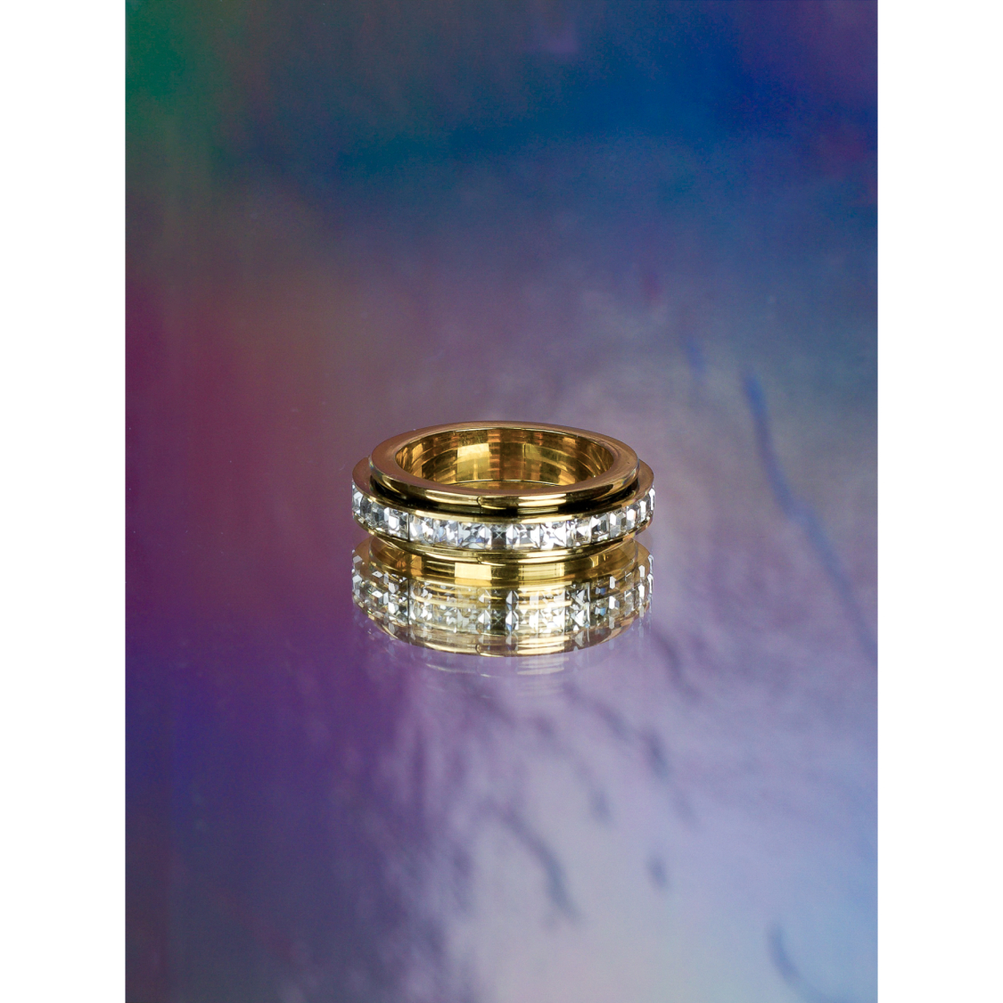 Tilo anti stress ring i forgyldt fra LÉ MOSCH, bevægelig ring, beroligende ring, adhd ring,