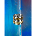 August anti stress ring i stål med forgyldt kæde fra LÉ MOSCH, bevægelig ring, beroligende ring, adhd ring,