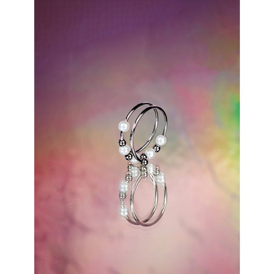 Vilda anti stress Ring i forsølvet med perler