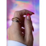 Trille Slim Tre I En Ring i Trefarvet fra LÉ MOSCH, trefarvet ring med tre skinner, beroligende ring med tre løse skinner i tre farver,