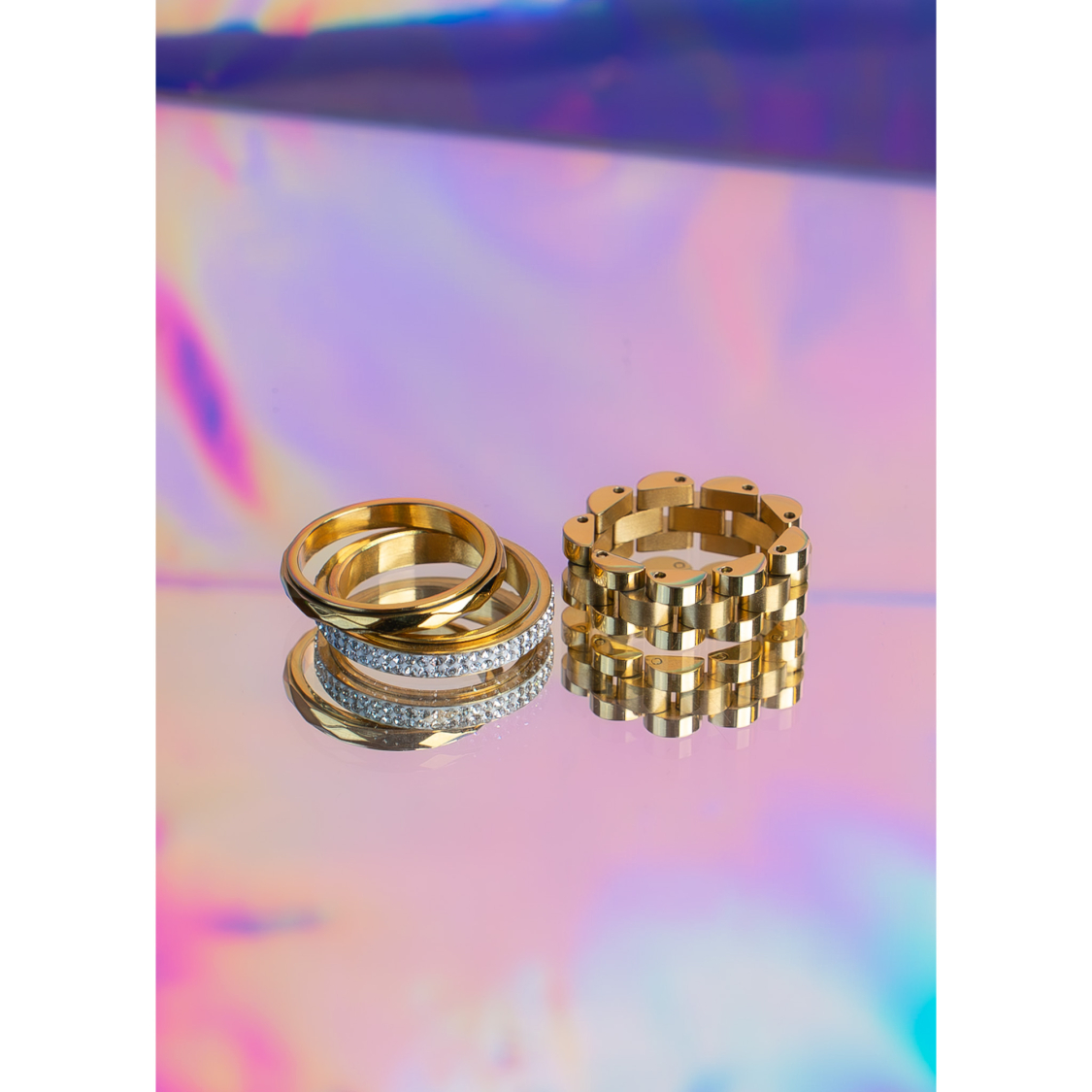 Arlette anti stress ringe sæt 12 fra LÉ MOSCH, smukt sæt af anti-stress ringe, 