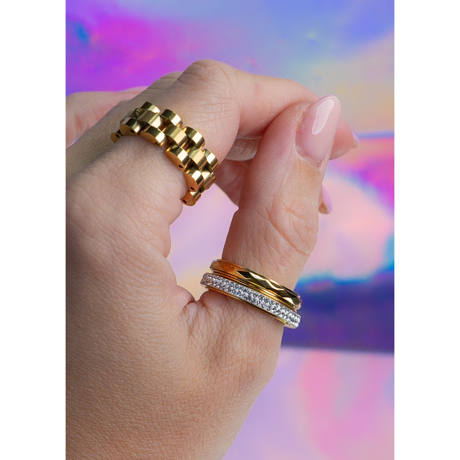 Arlette anti stress ringe sæt 12 fra LÉ MOSCH, smukt sæt af anti-stress ringe, 