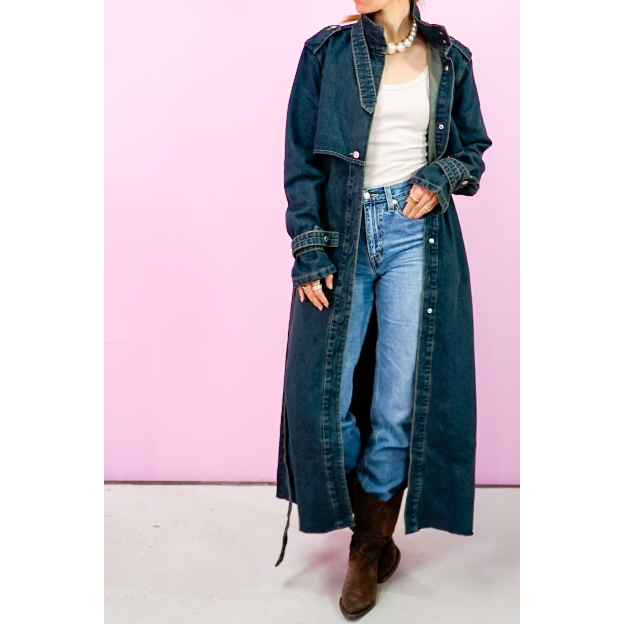 Nella Long denim trenchcoat fra le mosch