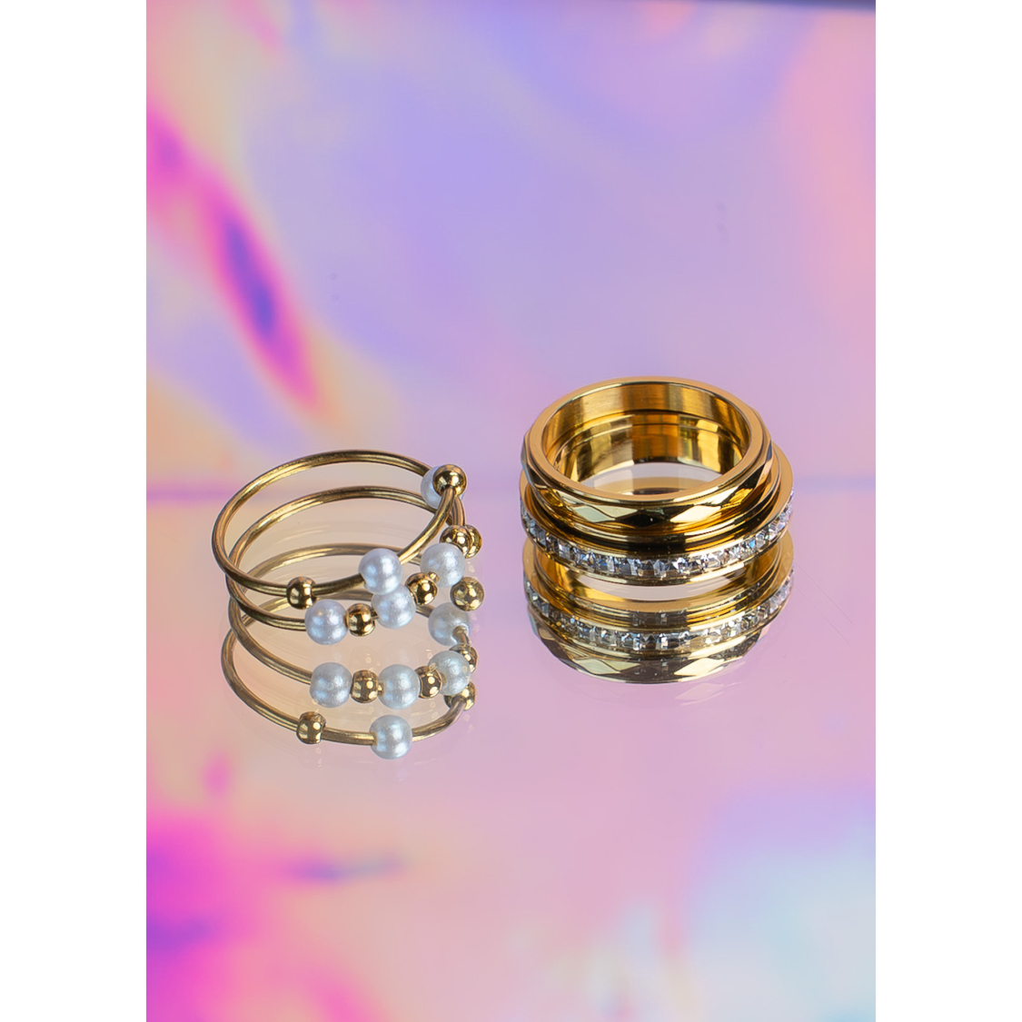 Arlette anti stress ringe sæt 13 fra LÉ MOSCH, smukt sæt af anti-stress ringe, 