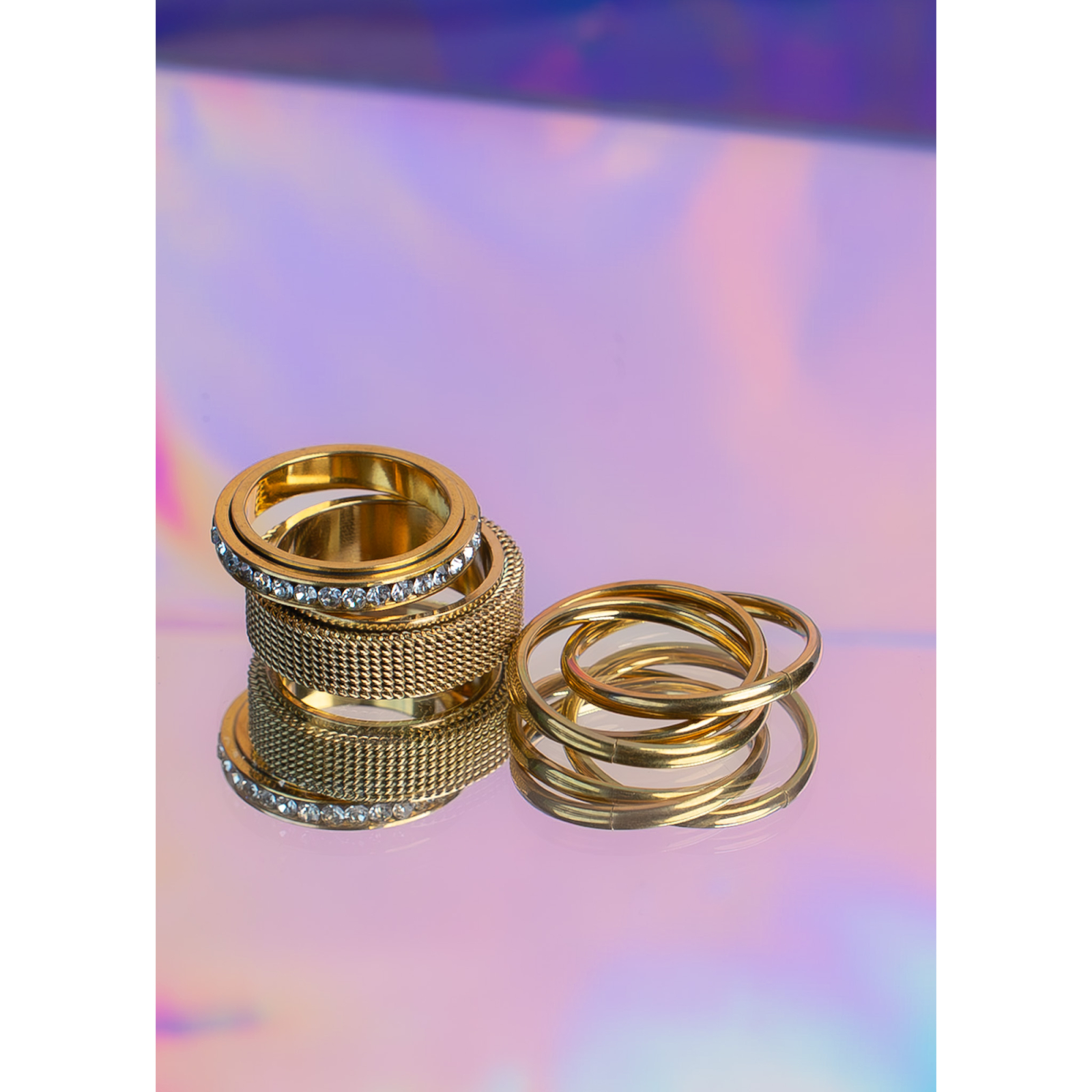 Arlette anti stress ringe sæt 14 fra LÉ MOSCH, smukt sæt af anti-stress ringe, 