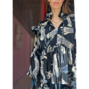 Lanni Bluse i Sort med Katte  Lanni Bluse i Sort med Katte
