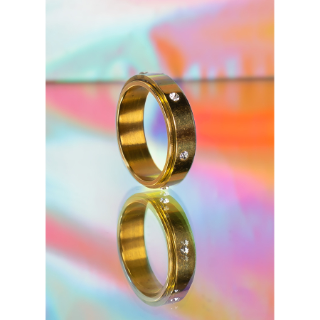 Mia anti stress ring i forgyldt med dreje funktion fra LÉ MOSCH, bevægelig ring, beroligende ring, adhd-ring,