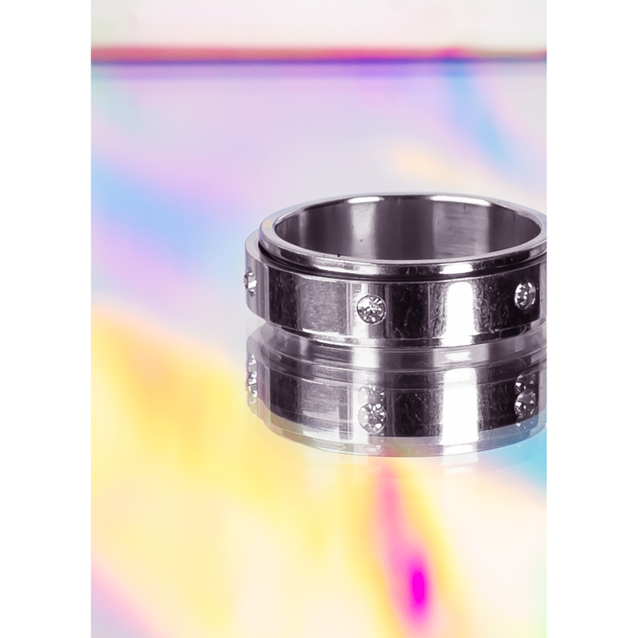 Mia anti stress ring i forsølvet fra LÉ MOSCH, bevægelig ring, beroligende ring, adhd-ring,