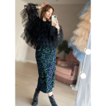 Rexine Paillet Nederdel i Blågrøn fra le mosch
