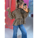 Lanni Skjorte i Grafisk Sort med voluminøse flæser fra le mosch Lanni Skjorte i Grafisk Sort med voluminøse flæser fra le mosch