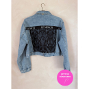 Vintage Vibes Kort Denim jakke med blonder no 068 fra LÉ MOSCH, cool og anderledes kort denimjakke Vintage Vibes Kort Denim jakke med blonder no 068 fra LÉ MOSCH, cool og anderledes kort denimjakke