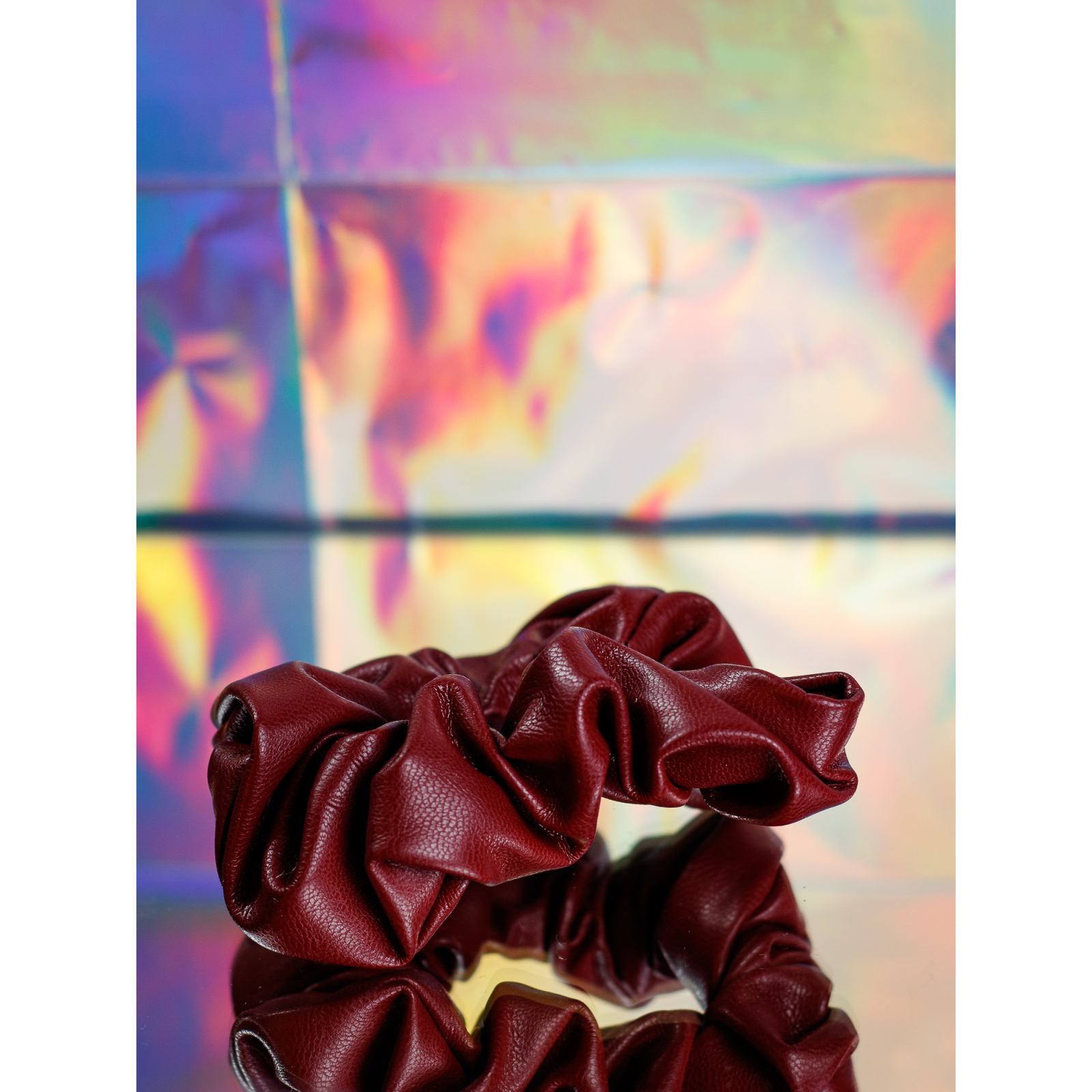 Zoe Scrunchie i Vinrød Læderlook