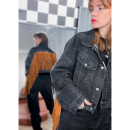 Vintage Vibes kort sort denim jakke med frynser – no. 076, anderledes denimjakke med frynser, Vintage Vibes kort sort denim jakke med frynser – no. 076, anderledes denimjakke med frynser,