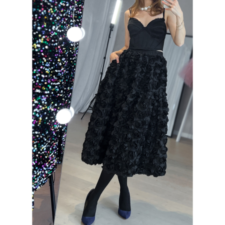 Flora Nederdel med blomster i sort fra LÉ MOSCH