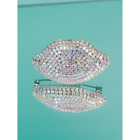 Læbe Broche i hvid fra LÉ MOSCH, smuk og dekorativ hvid broche, 