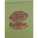 Læbe Broche i gylden fra LÉ MOSCH, smuk og dekorativ gylden broche, 