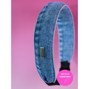 Håndlavet denim hårbøjle fra Lé Mosch i upcycled blå jeans med polstret design.