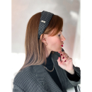 Vintage Vibes Ternet Hårbøjle no 089 fra LÉ MOSCH, skøn klassisk håndlavet hårbøjle, ternet mørk hårbøjle,  