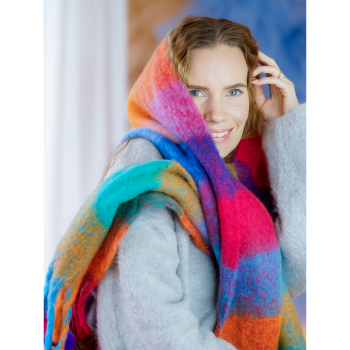 Wenke Halstørklæde i multicolor fra LÉ MOSCH, smukt og blødt halstørklæde,  farverigt halstørklæde, 