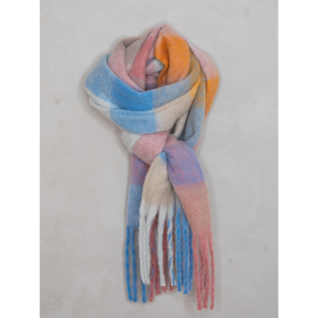 Wenke Halstørklæde i pastel fra LÉ MOSCH, smukt og blødt halstørklæde, fint og pastelfarvet stort halstørklæde,