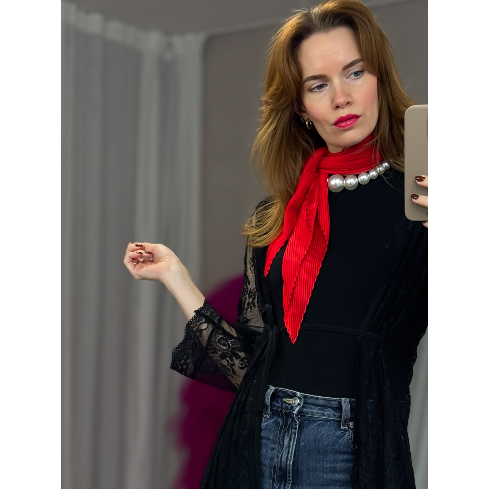 Selma plisseret tørklæde i rød