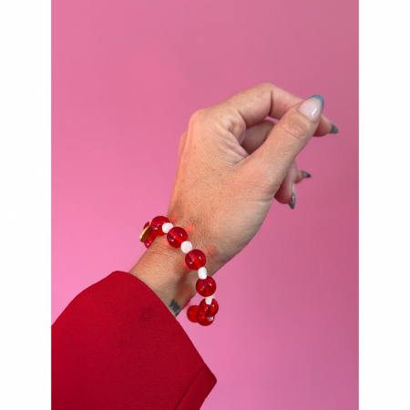 Camma armbånd i rød hvid mix fra lemosch