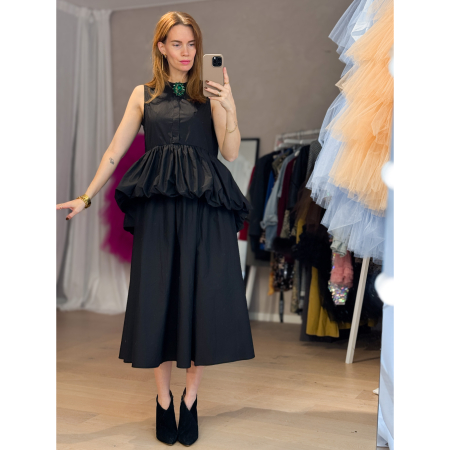 Delilah Ballon Kjole i Sort, festkjole, peplumkjole