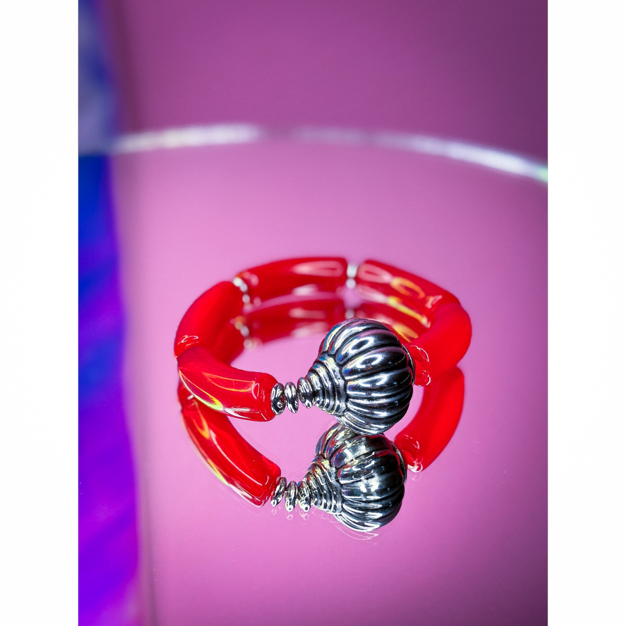 Maggie armbånd no 108 i rød - Håndlavet kunst fra LÉ MOSCH