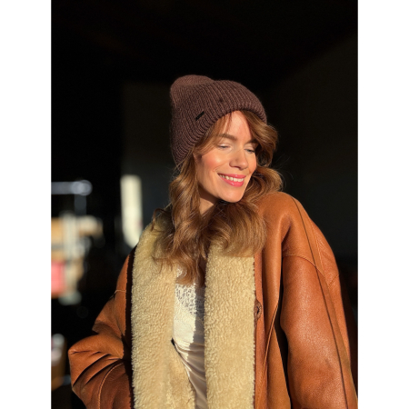 Rickie Beanie i brun, strikhue, vinterhue