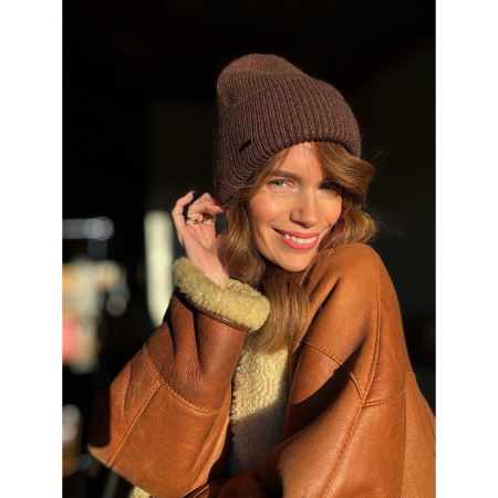 Rickie Beanie i brun, strikhue, vinterhue